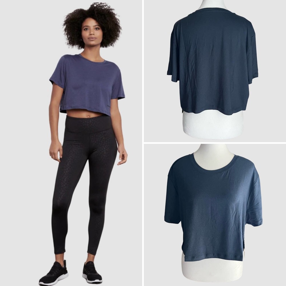 BCBGMaxAzria Kylie Crop Tee Pacific Blue, NWT-Size XL
